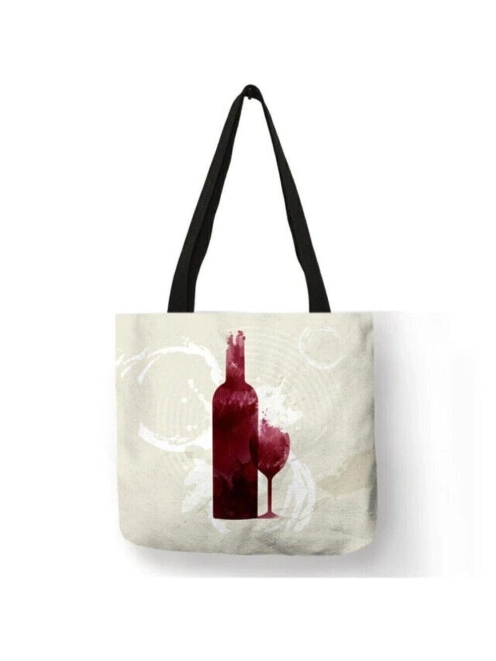Wine Bottle Print Shopping & Travel Jute Tote Handbag